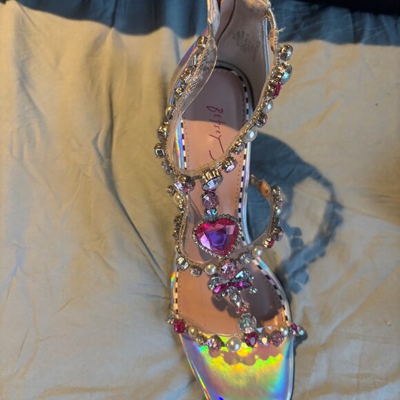 Betsey Johnson Iridescent Heels with Pink and Silver Accents - Picture 3 of 5
